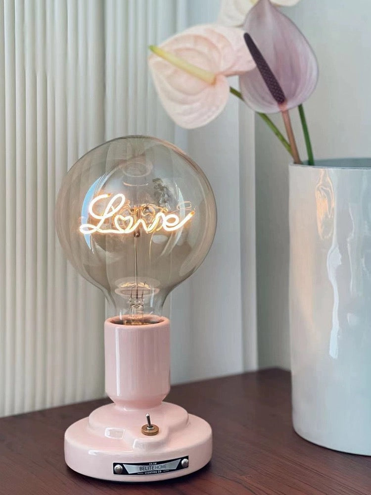 Ceramic wireless table lamp - Custom made identity bulb with personalized wordings