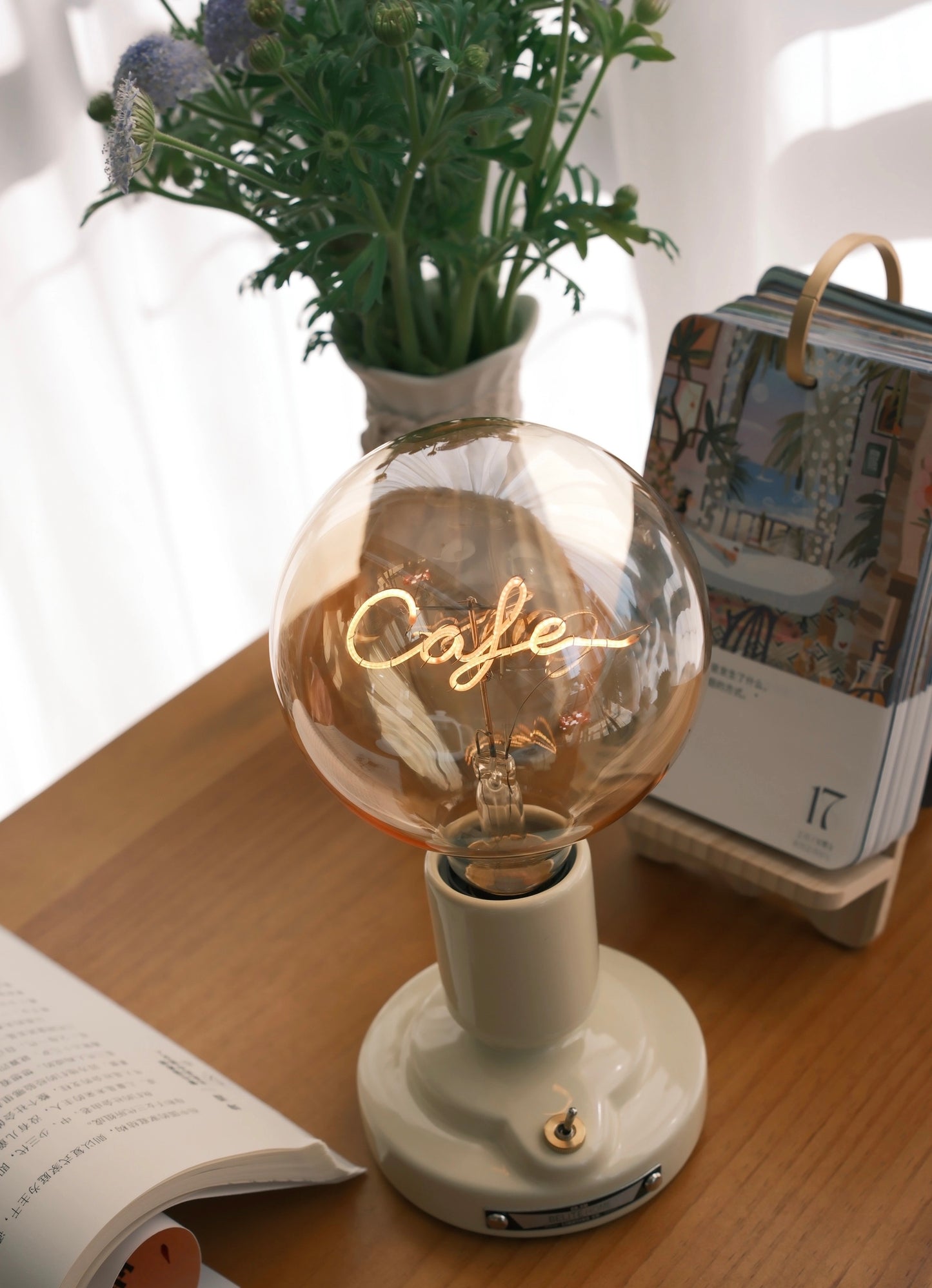 Ceramic wireless table lamp - Custom made identity bulb with personalized wordings