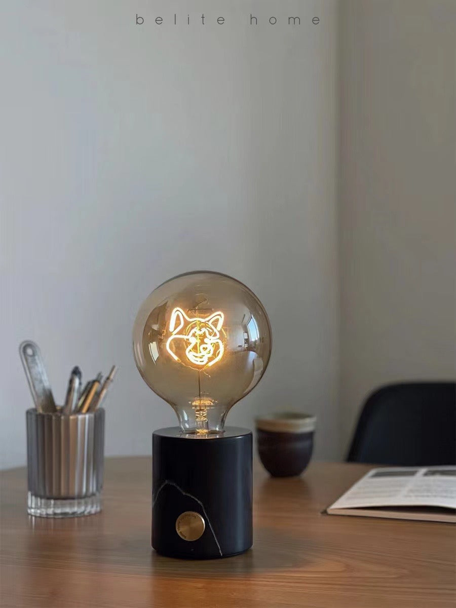 Marble wireless table lamp - Custom made identity bulb with personalized wordings