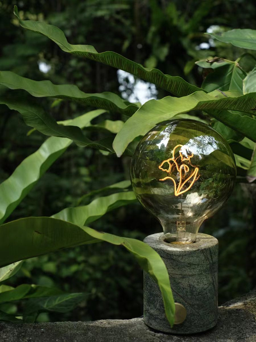 Rainforest Green Marble wireless table lamp - Custom made identity bulb with personalized wordings