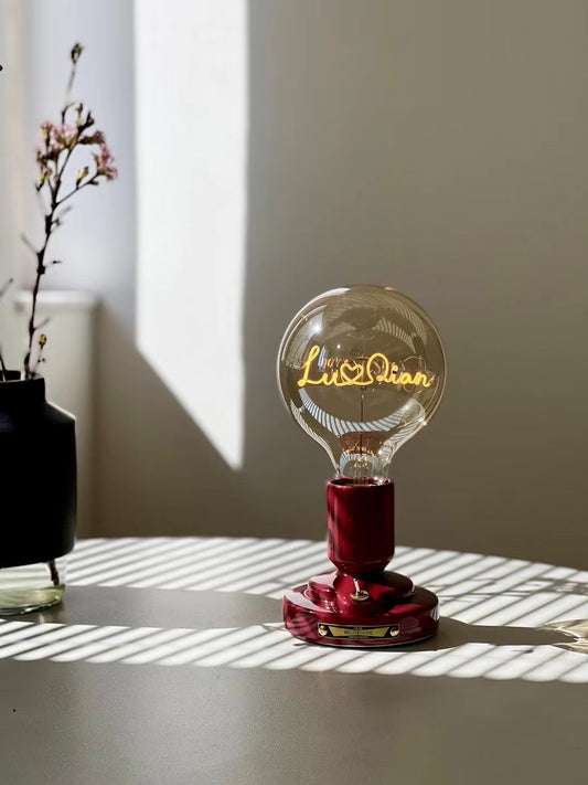 Ceramic wireless table lamp - Custom made identity bulb with personalized wordings