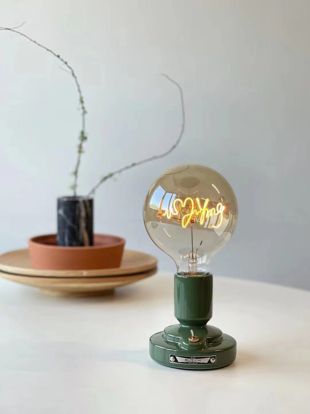 Ceramic wireless table lamp - Custom made identity bulb with personalized wordings